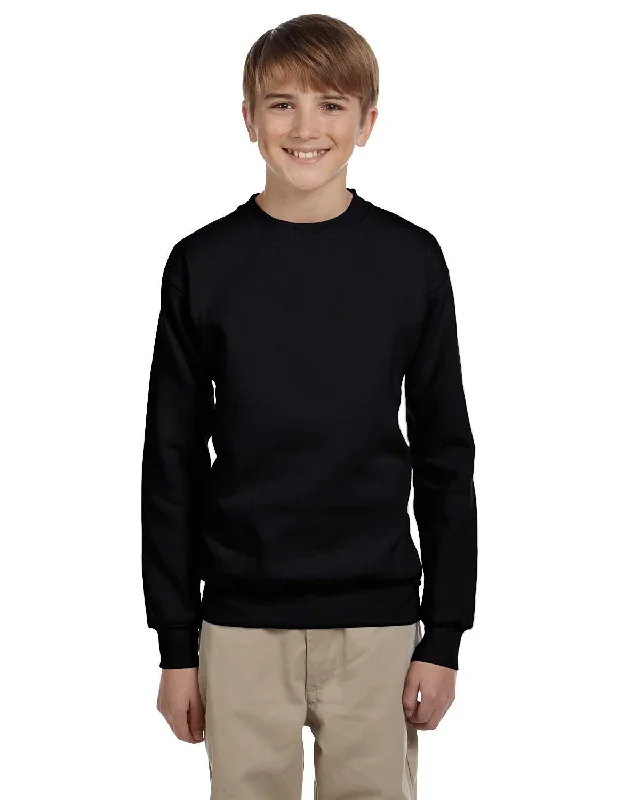 Hanes P360 Youth ComfortBlend EcoSmart Fleece CrewLeather-Paneled Shirts