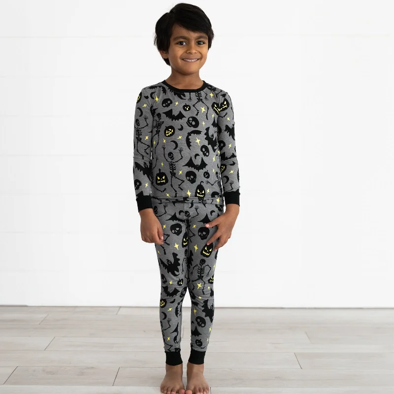 Gray Glowing Ghouls Two-Piece Pajama Set