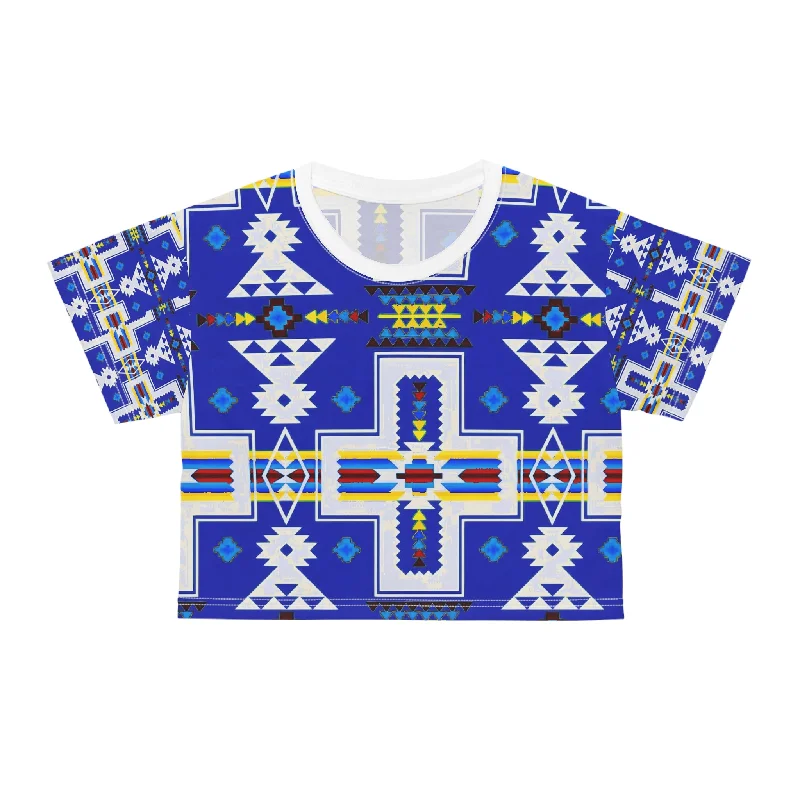 CroptopminimalBlue native print Crop Tee (AOP)