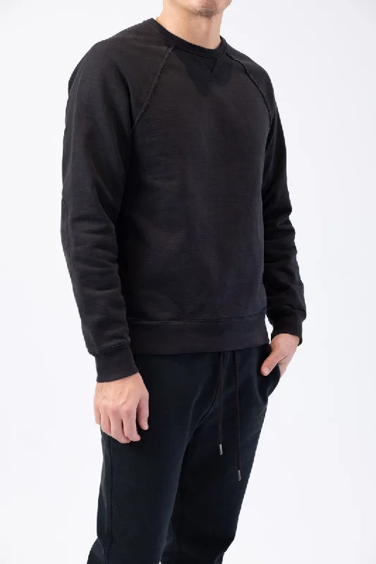 CrewneckdeviceLong Sleeve Raw Edge Service Crew in Faded Noir