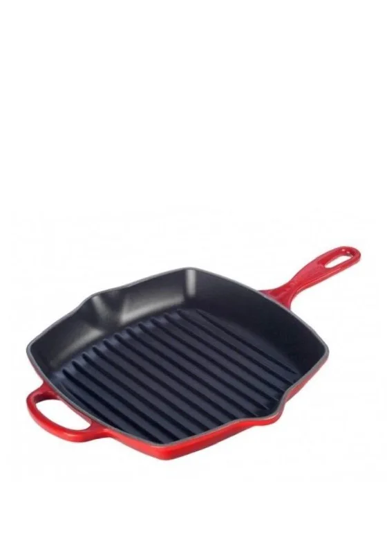 Le Creuset Signature Square Skillet Grill Pan, Cerise