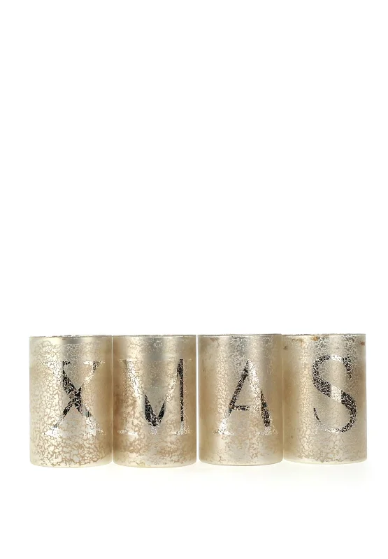 Coach House XMAS Candle Holders Set of 4, Silver