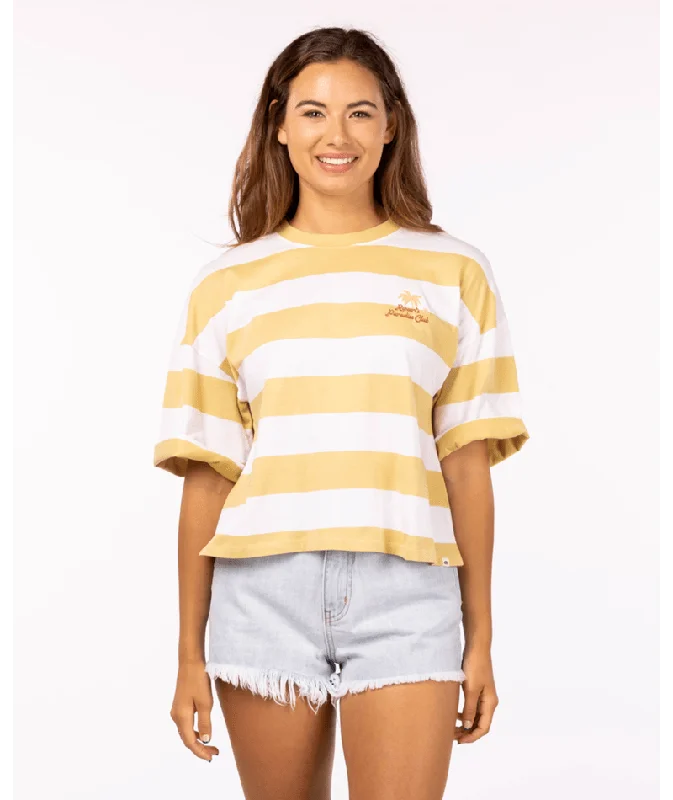 CroptopstretchRip Curl Paradise Club Heritage Crop Tee-Straw