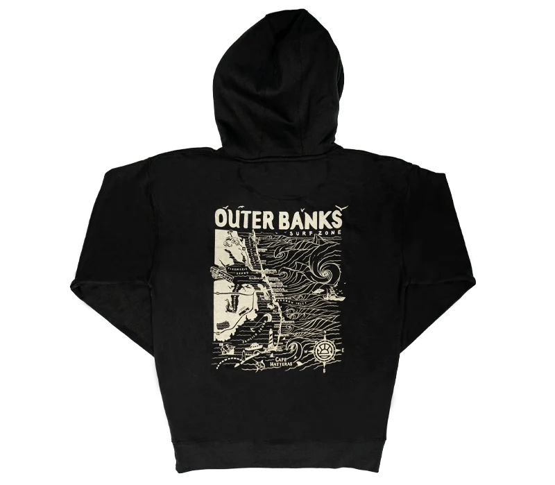 REAL Outer Banks Map Hooded Sweatshirt-Vintage Black