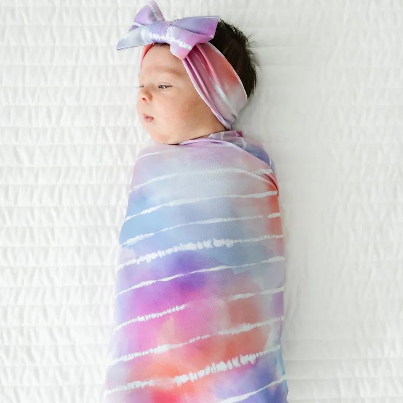 Pastel Tie Dye Dreams Swaddle & Luxe Bow Headband Set