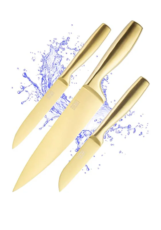 Taylor’s Eye Witness Satin Gold 3 Piece Knife Set, Gold