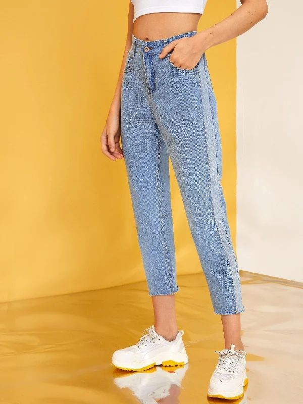 CroptopstartupContrast Panel Button Fly Crop Jeans