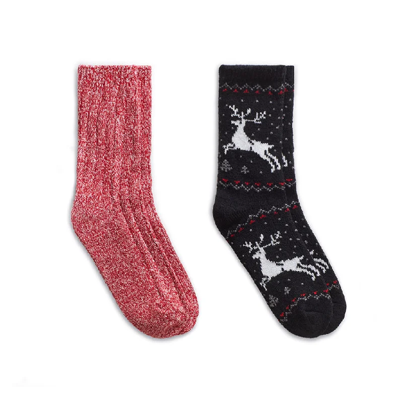 CrewneckvintageReindeer Birdseye/Twist Rib Crew Sock 2 Pack