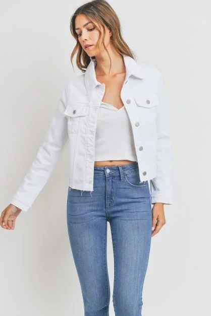 CroptophistoryCarrie Cropped White Denim Jacket