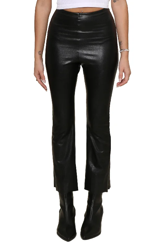 CroptoppatternFaux Leather Cropped Flare