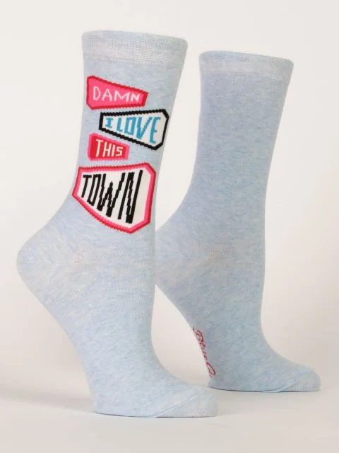 CrewneckaumentedBlue-Q Love This Town Crew Socks