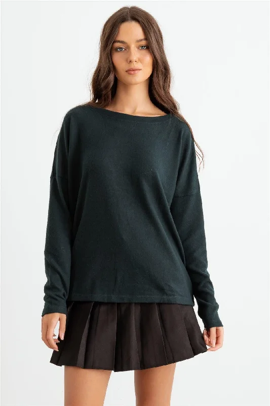 CrewneckuniqueLong Sleeve Crew Neck Soft To Touch Top