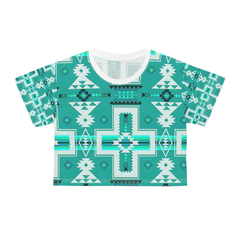 CroptopvintageTurquoise native print Crop Tee (AOP)