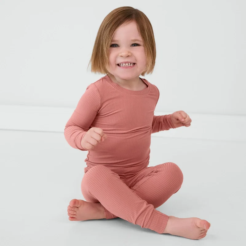 Clay Ribbed Two-Piece Pajama Set