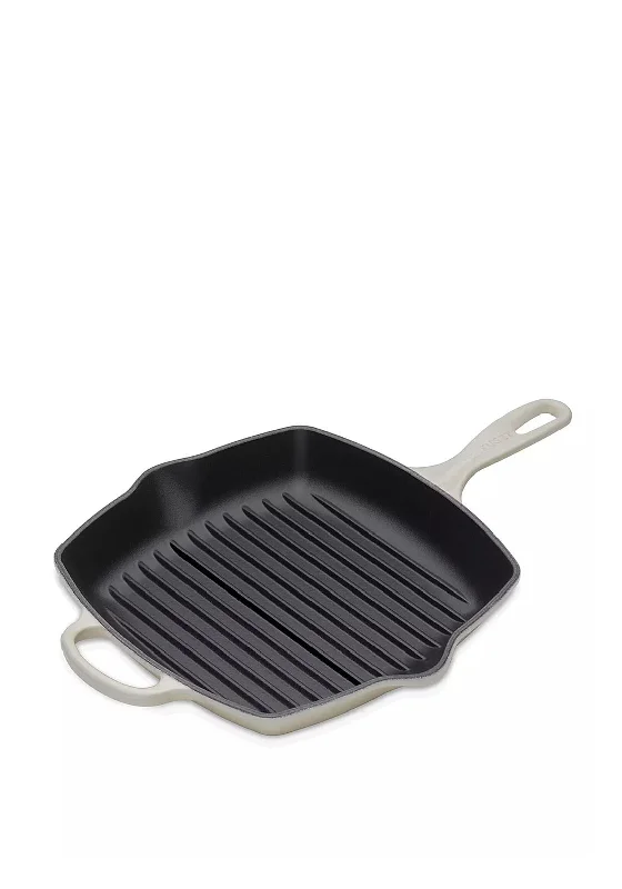 Le Creuset Signature Square Skillet Grill Pan, Meringue