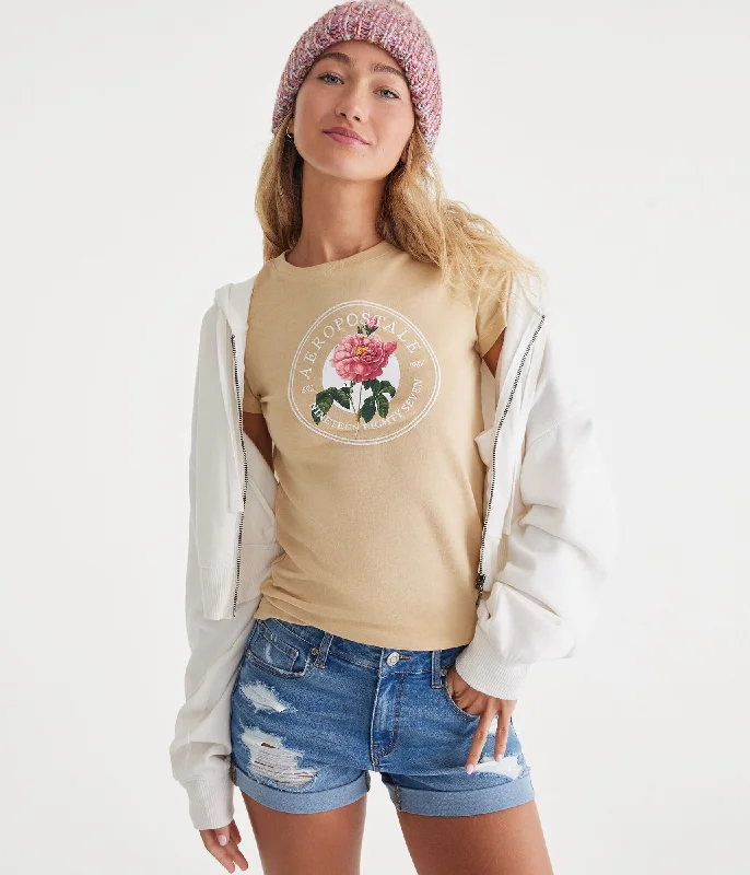 Embroidered T-ShirtsAeropostale Floral Circle Graphic Tee