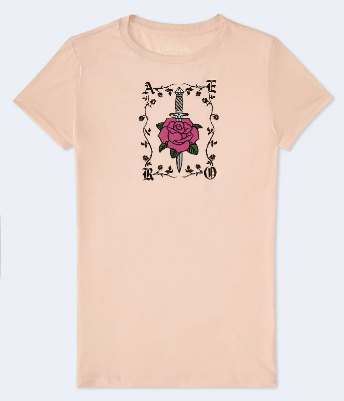 Fleece T-ShirtsAeropostale Rose Vine Flocked Graphic Tee