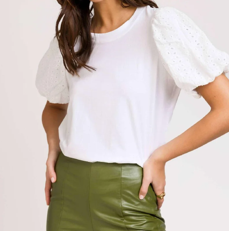 Formal T-ShirtsAnusha Puff Sleeve Tee In White