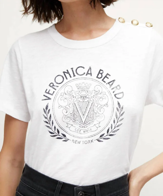 Blended Fabric T-ShirtsCarla Logo Tee In White