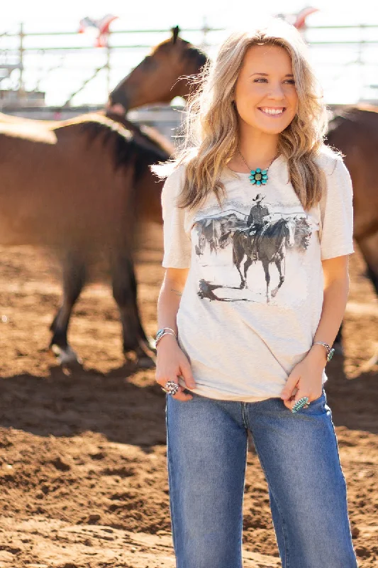 Casual T-ShirtsUnisex Cream Bella Canvas Graphic Tee w/ Horse & Rider