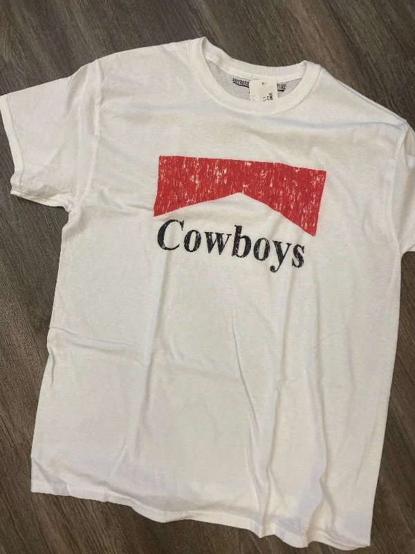 Sequined T-ShirtsDistressed Vintage Couture White Looking For My Cowboy Tee