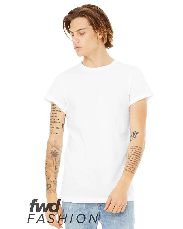 Leather-Paneled T-ShirtsFWD Fashion Jersey Rolled Cuff Tee