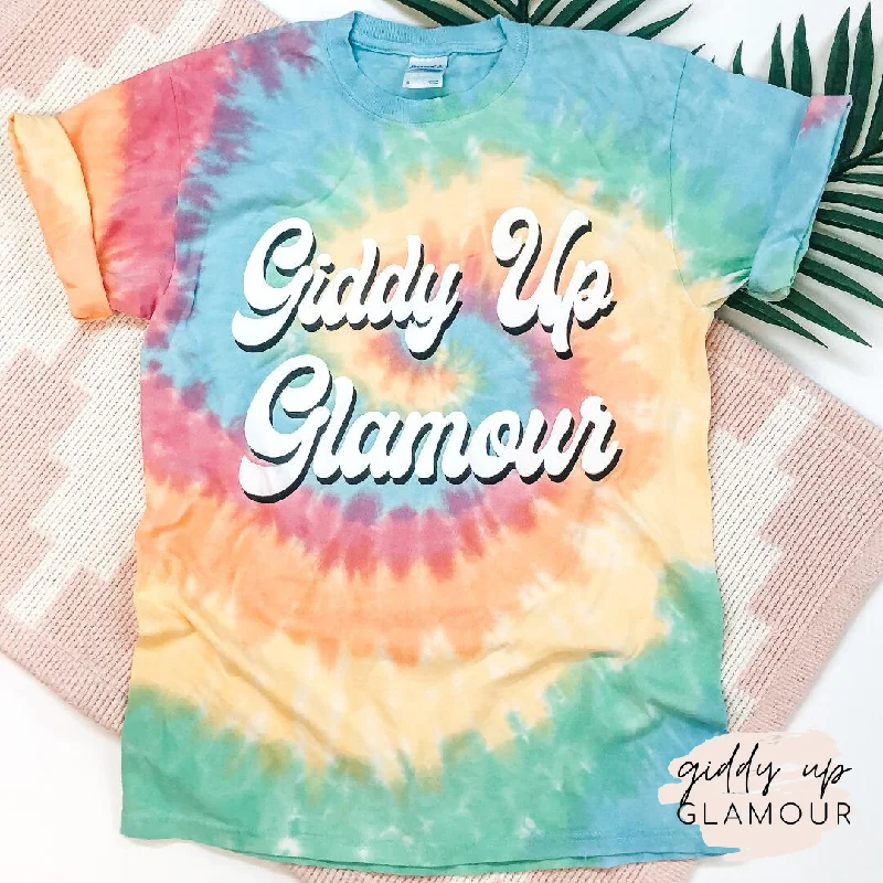 Pocket T-ShirtsGiddy Up Glamour Tie Dye Graphic Logo Tee