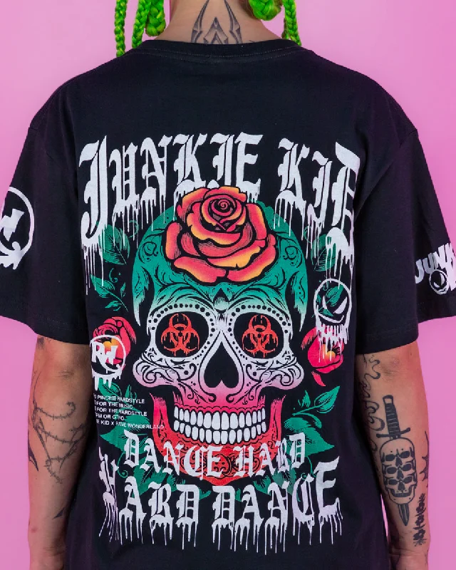 Boat Neck T-ShirtsJunkie Kid x Rave Wonderland Rose and Skull Limited Tee