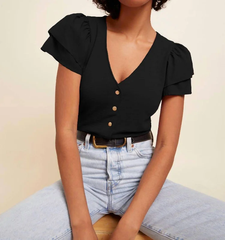 Collaborative T-ShirtsMaria Femme Snap Tee In Black