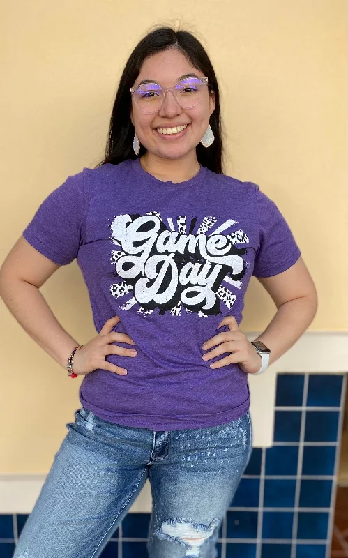 Ribbed Cuff T-ShirtsPurple Retro Game Day Tee