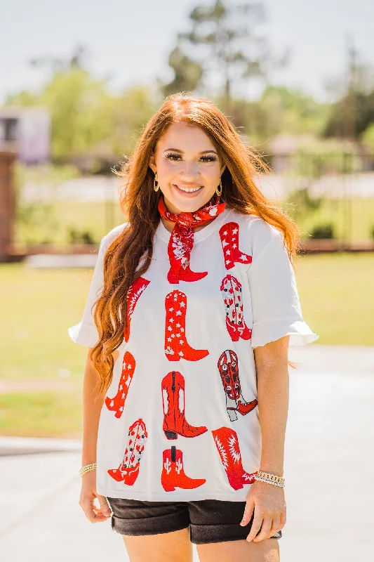 Retro T-ShirtsWalk The Line in Red Boots Tee by Layerz