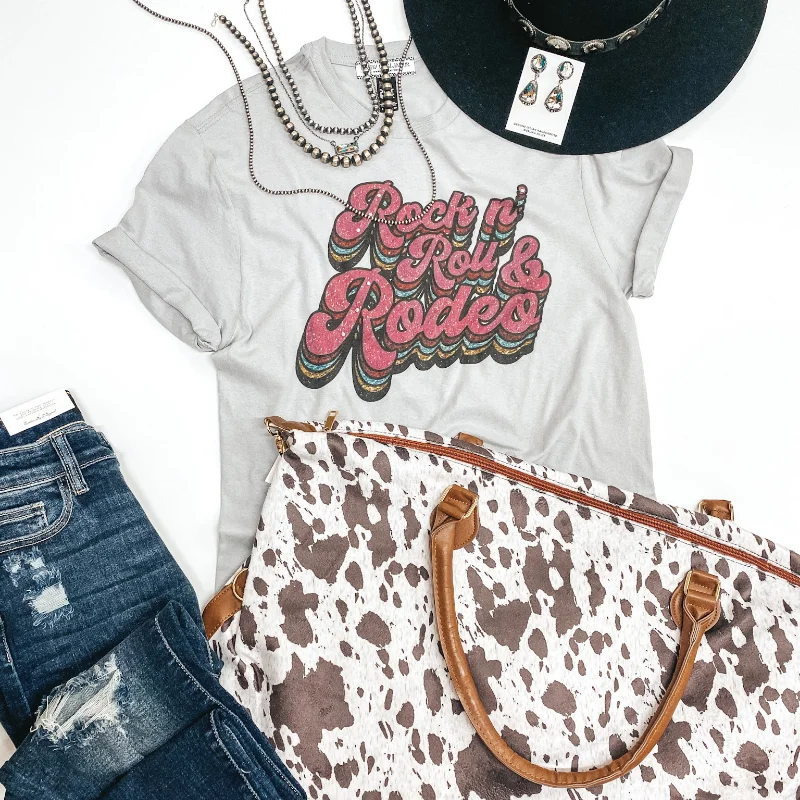 Urban T-ShirtsLast Chance Size 2XL | Rock N' Roll & Rodeo Retro Print Graphic Tee in Grey