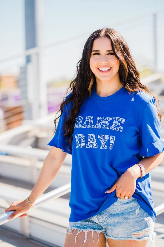 Skateboard T-ShirtsRoyal Blue & White Game Day Spirit Tee by Layerz