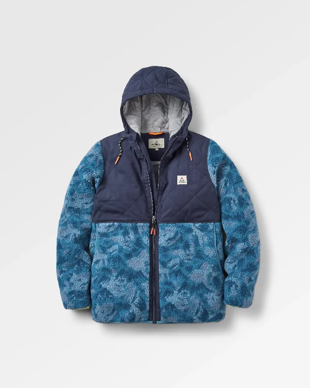 Cultural T-ShirtsSefton Recycled Deep-Pile Sherpa Full Zip Fleece - Abstract Mountain Blue Steel