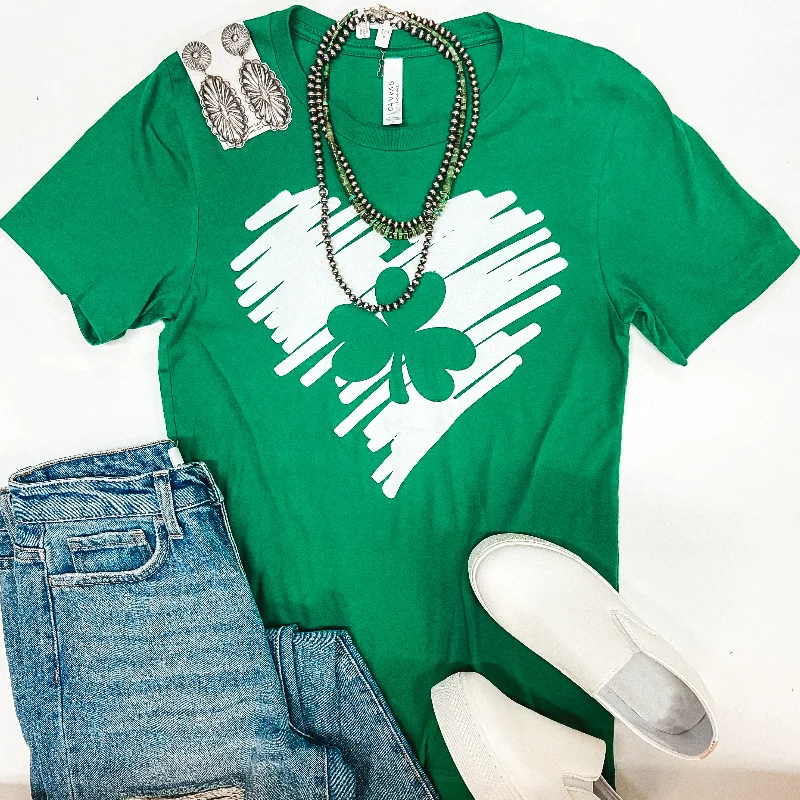 Recycled Fabric T-ShirtsSketched Heart with Shamrock Graphic Tee in Green