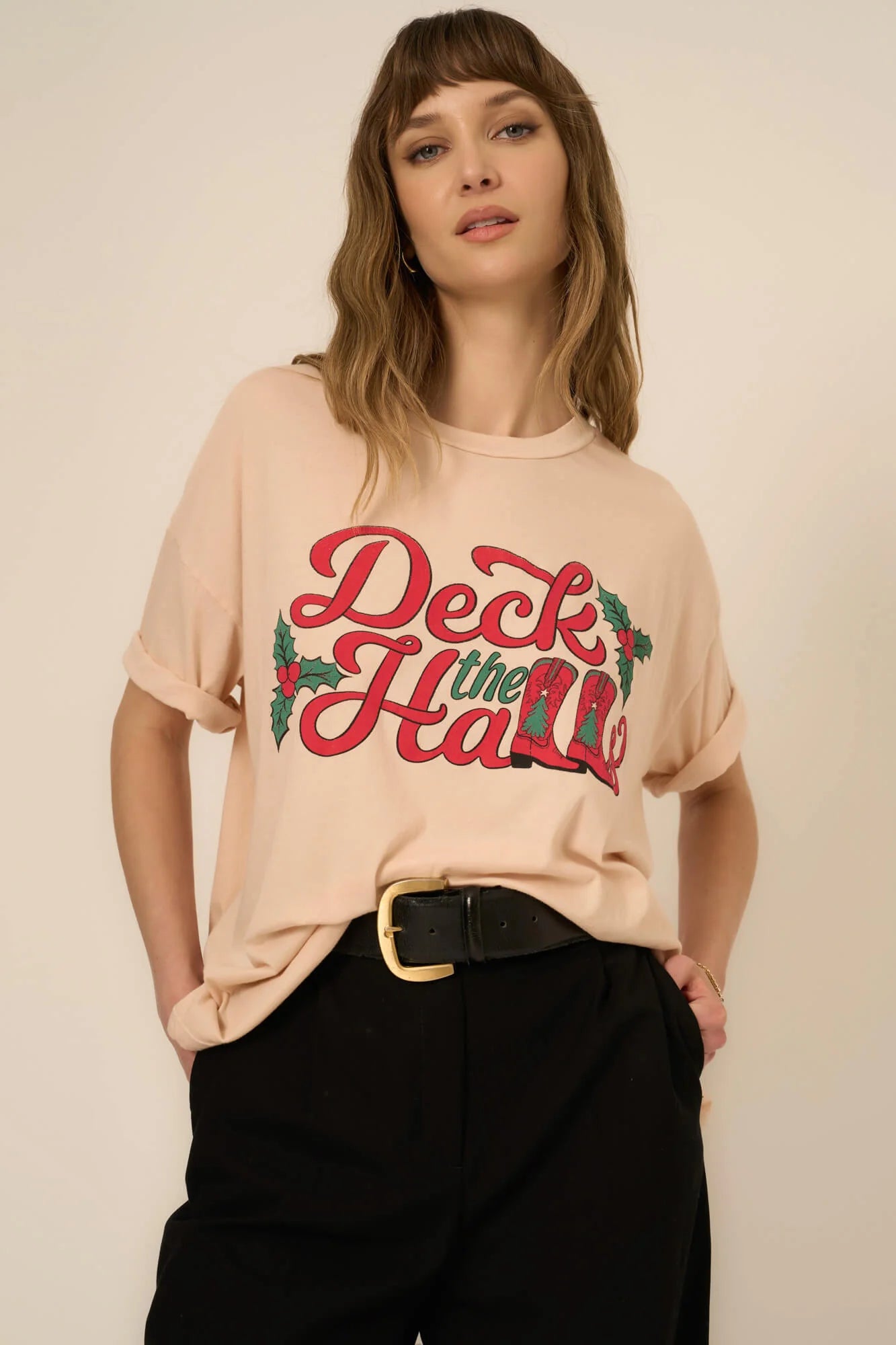 Studded T-ShirtsPROJECT SOCIAL DECK THE HALLS TEE