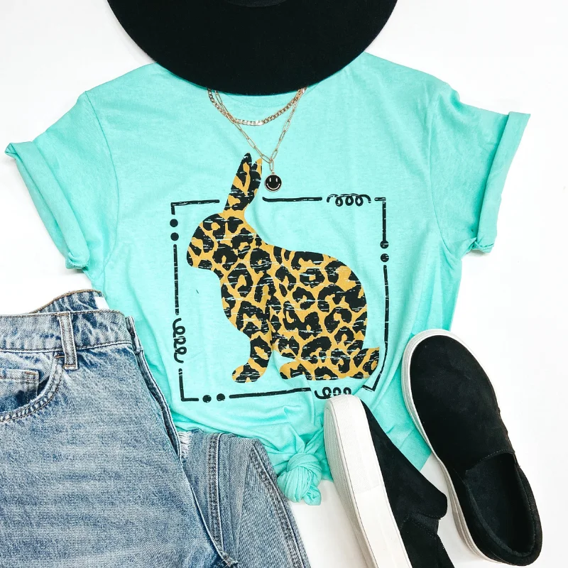 Ruffled T-ShirtsThe Bunny Hop Leopard Print Bunny Easter Graphic Tee in Mint