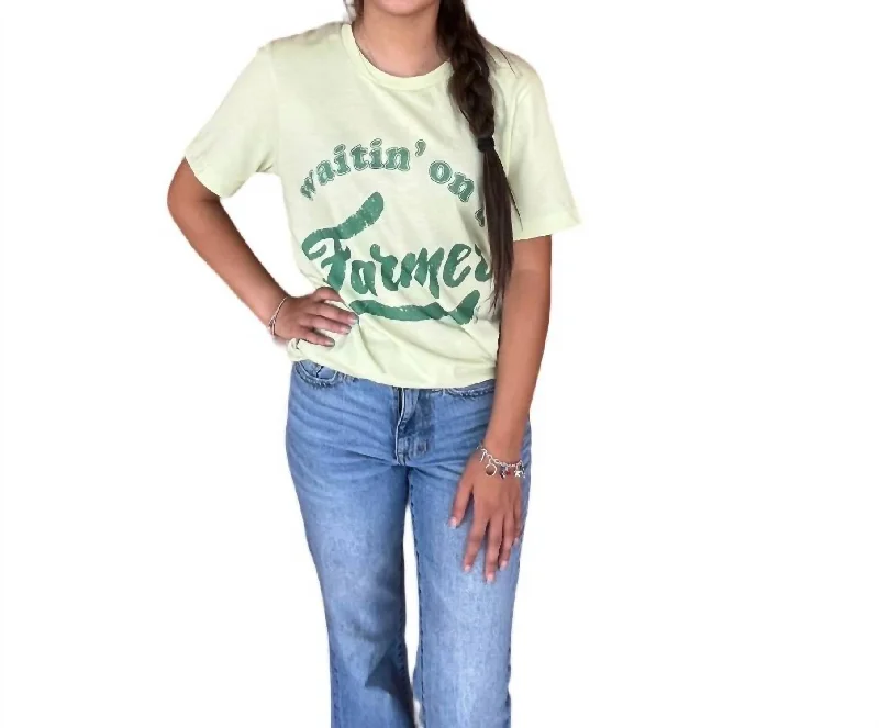 Cycling T-ShirtsWaitin' On A Farmer Graphic Tee In Grass Green